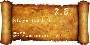 Kluger Barót névjegykártya